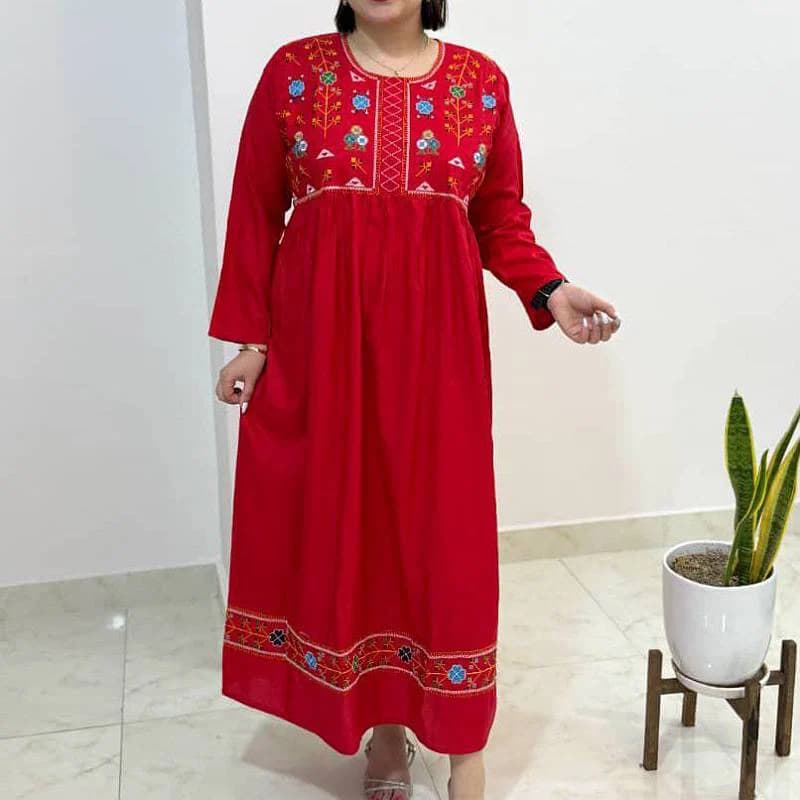 پیراهن ساحلی نخی گلدوزی اورجینال زنانه – هندی/کد29208 تخفیف ویژه — تصویر ۵