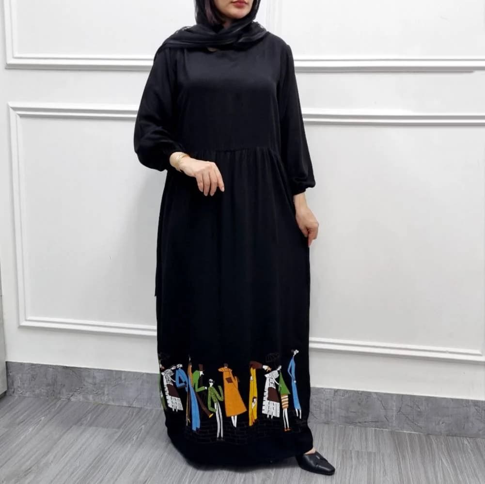 پیراهن ساحلی نخی چاپی طرح ادمکی زنانه_کد29199