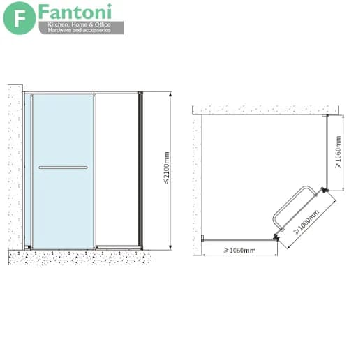 مکانیزم پروفیل کابین دوش مدل کشویی Corner Diamond فانتونی K905 — تصویر ۲