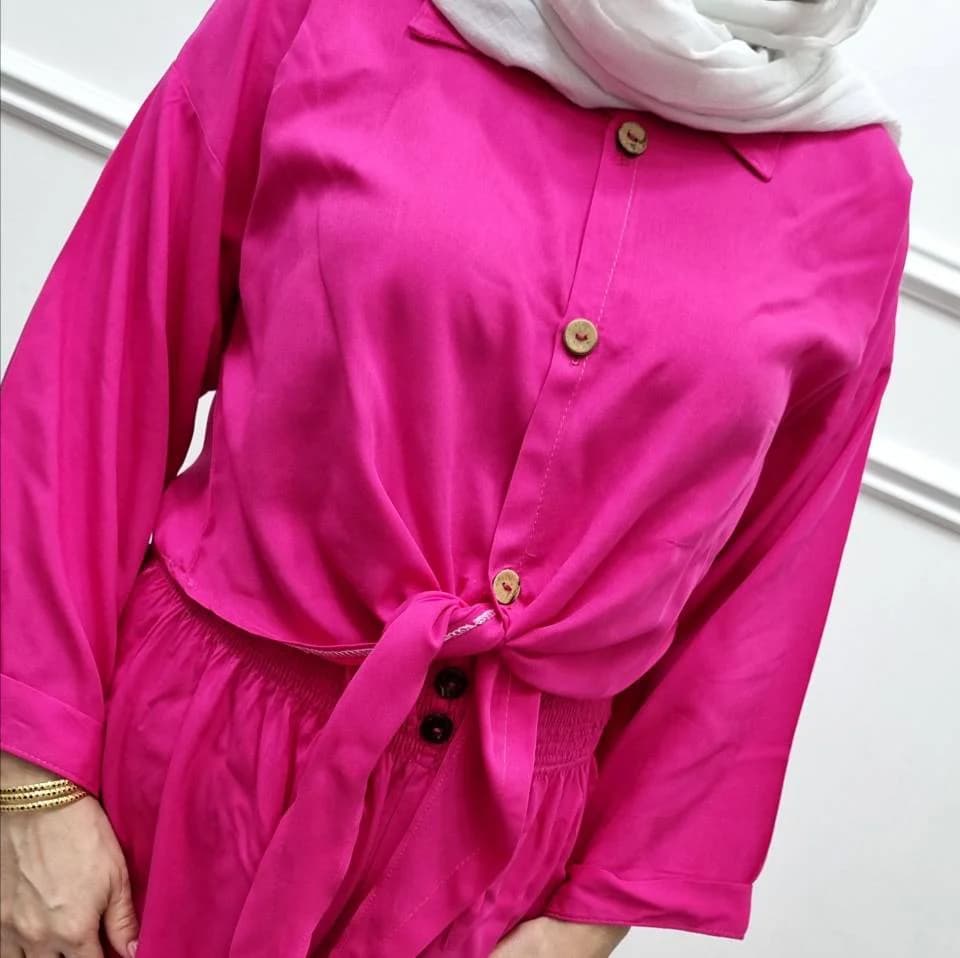 ست راحتی کراپ شلوارنخی زنانه /کد2985 — تصویر ۳