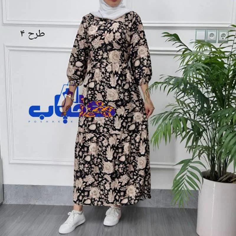 پیراهن ساحلی کرپ الیزه خارجی مدل بابونه_کد29080 — تصویر ۴