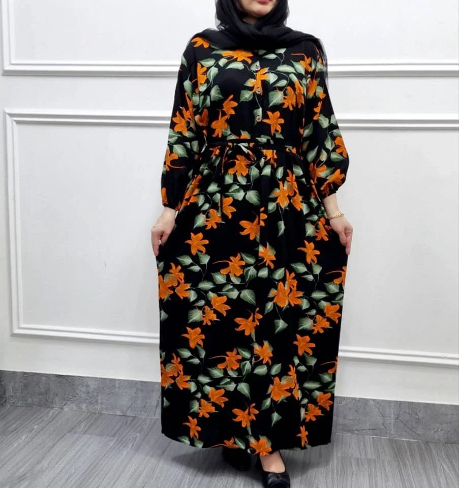 پیراهن ساحلی نخی گلدارمدل شیردهی طرح هل/کد2964 — تصویر ۴