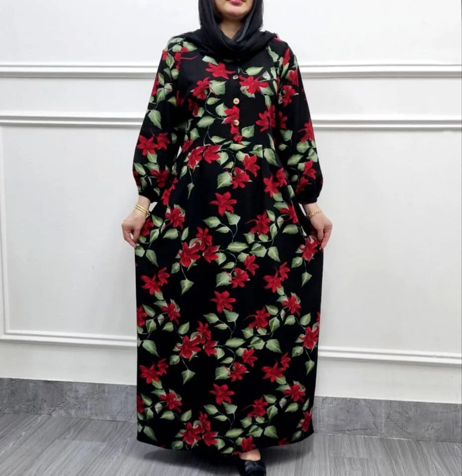 پیراهن ساحلی نخی گلدارمدل شیردهی طرح هل/کد2964 — تصویر ۶