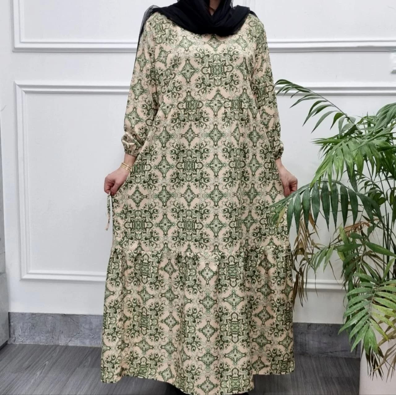 استایل لاکچری باپیراهن ساحلی فلوربوگاتی گرم بالا طرح خشتی /کد2944 — تصویر ۸