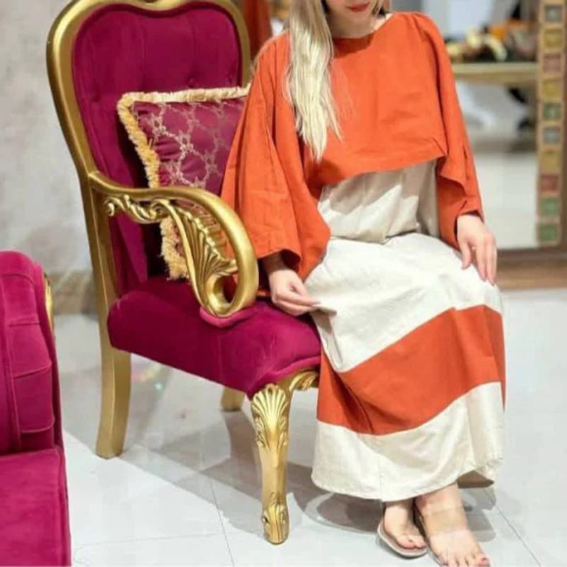ست ساحلی سارافن شنل دوتیکه لینن نچرال زنانه /کد2961 — تصویر ۴