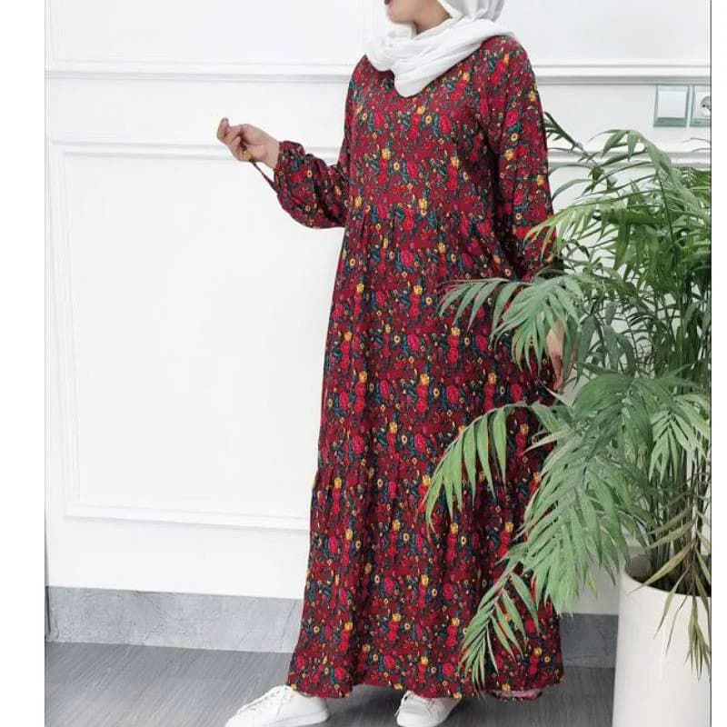 پیراهن ساحلی سنتی نخی گلدار خارجی مدل دریا/کد2940