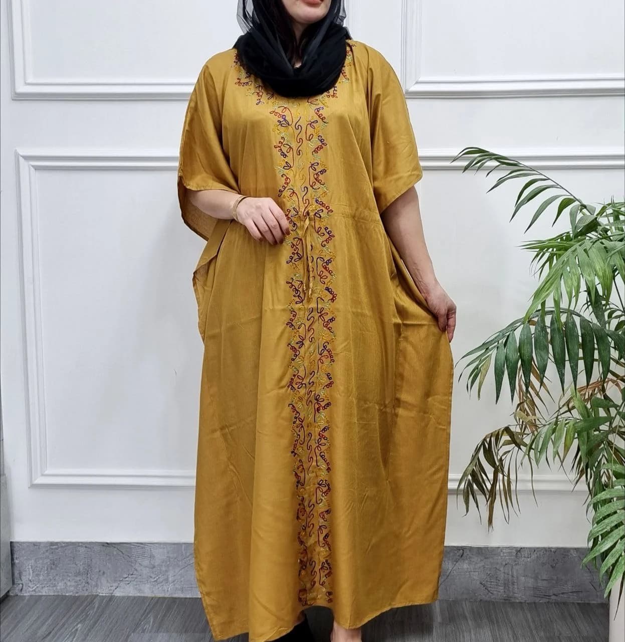 پانچ ساحلی نخی گلدوزی زنانه هندی یه استایل راحت وخوشگل/کد2937 — تصویر ۶