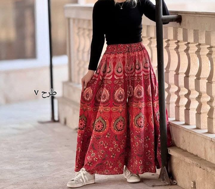 دامن شلواری لنگی زنانه هندی طرح اشکی کد2912 — تصویر ۶