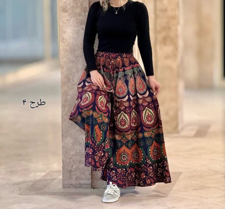 دامن شلواری لنگی زنانه هندی طرح اشکی کد2912 — تصویر ۴
