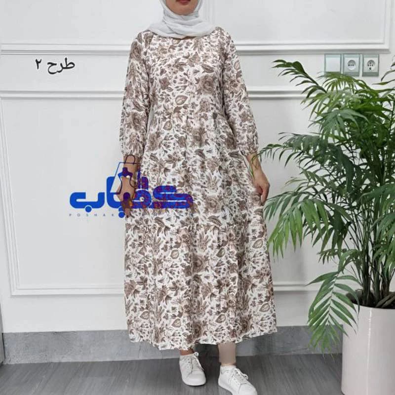 پیراهن ساحلی کرپ الیزه خارجی مدل بابونه_کد2295 — تصویر ۶
