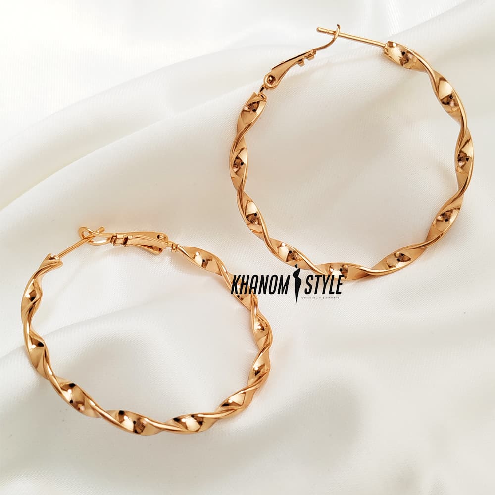 گوشواره زنانه ژوپینگ مدل مارپیچ حلقه ای E9032