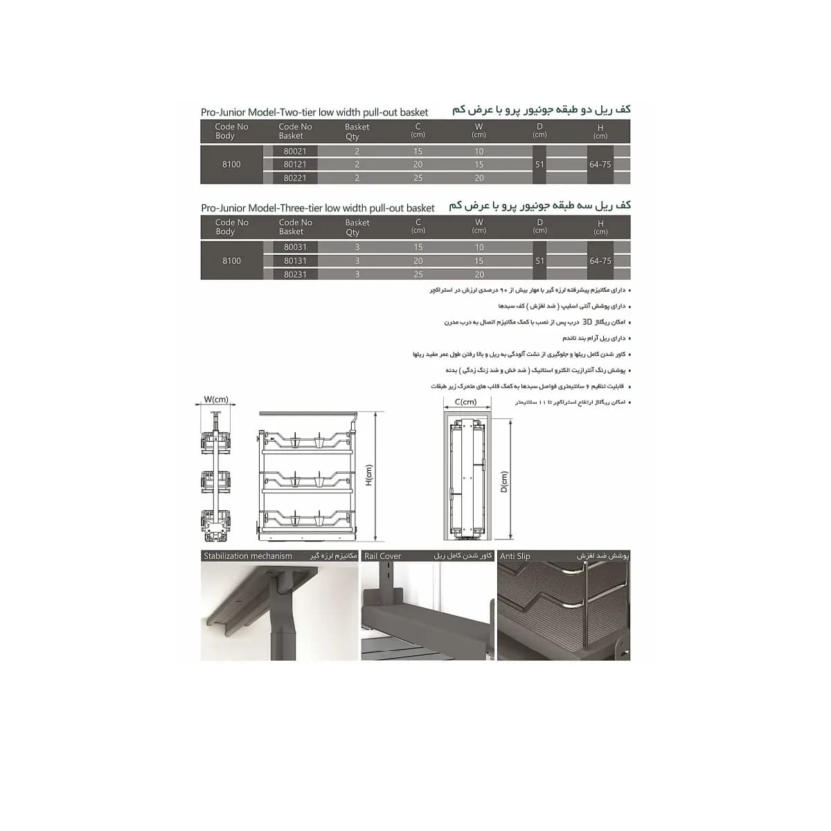 سوپری کابینتی کف ریل جونیور پرو پلاتین — تصویر ۵