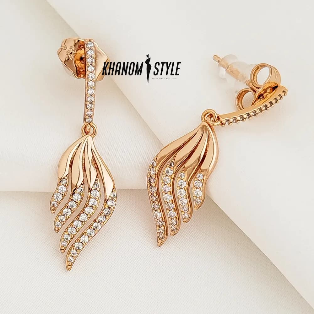 گوشواره آویز ژوپینگ نگین دار E6026