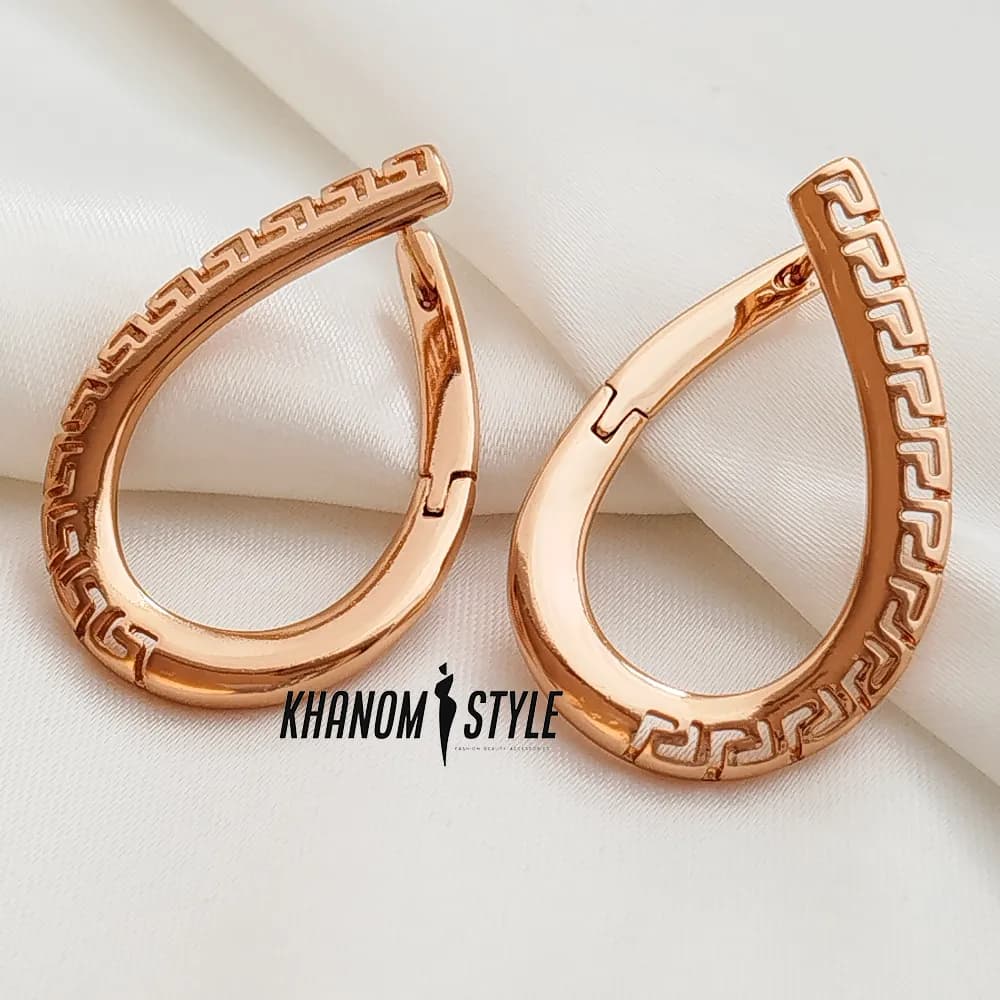 گوشواره حلقه ای ژوپینگ طرح یونانی E6018