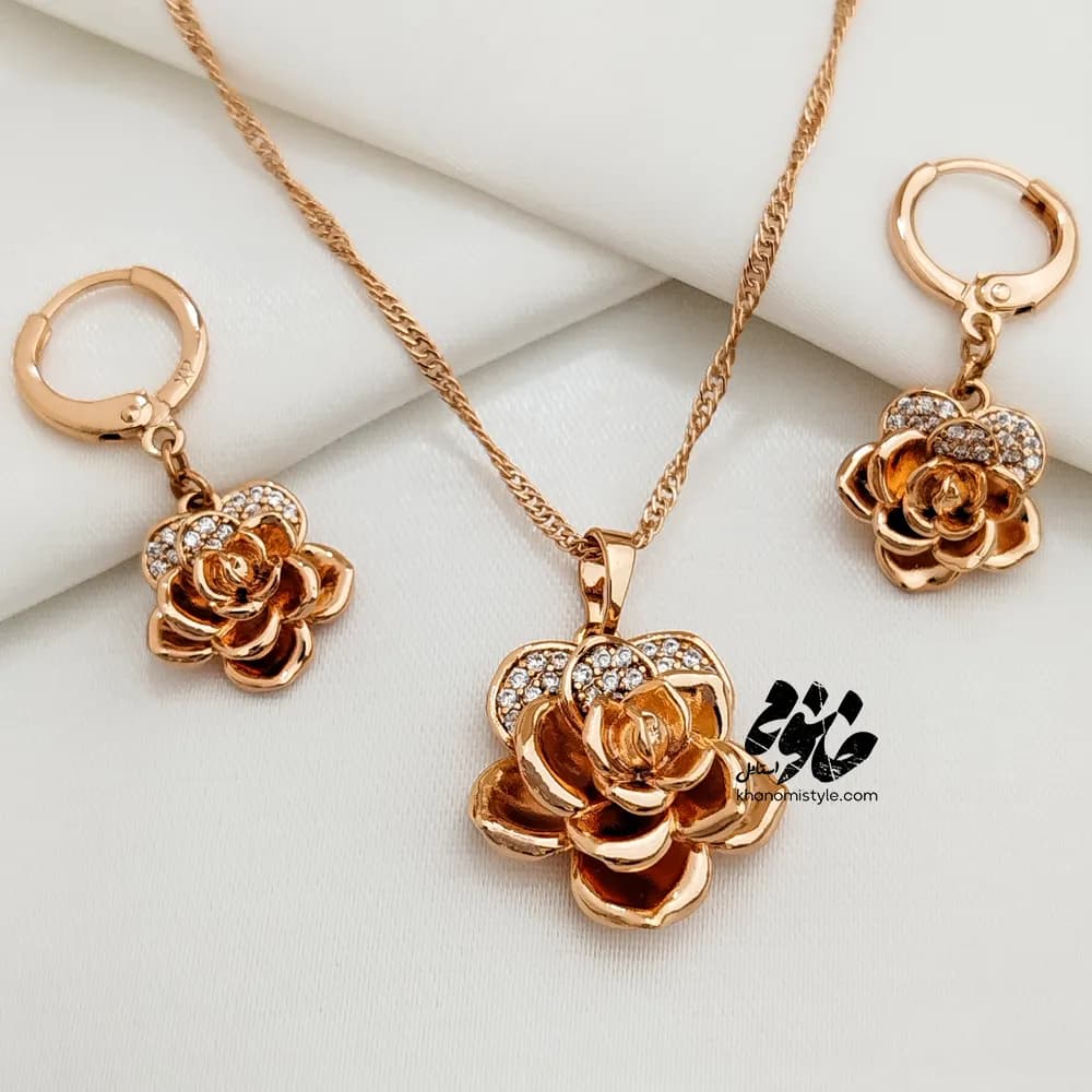 نیم ست گل نگین دار ژوپینگ JS12028