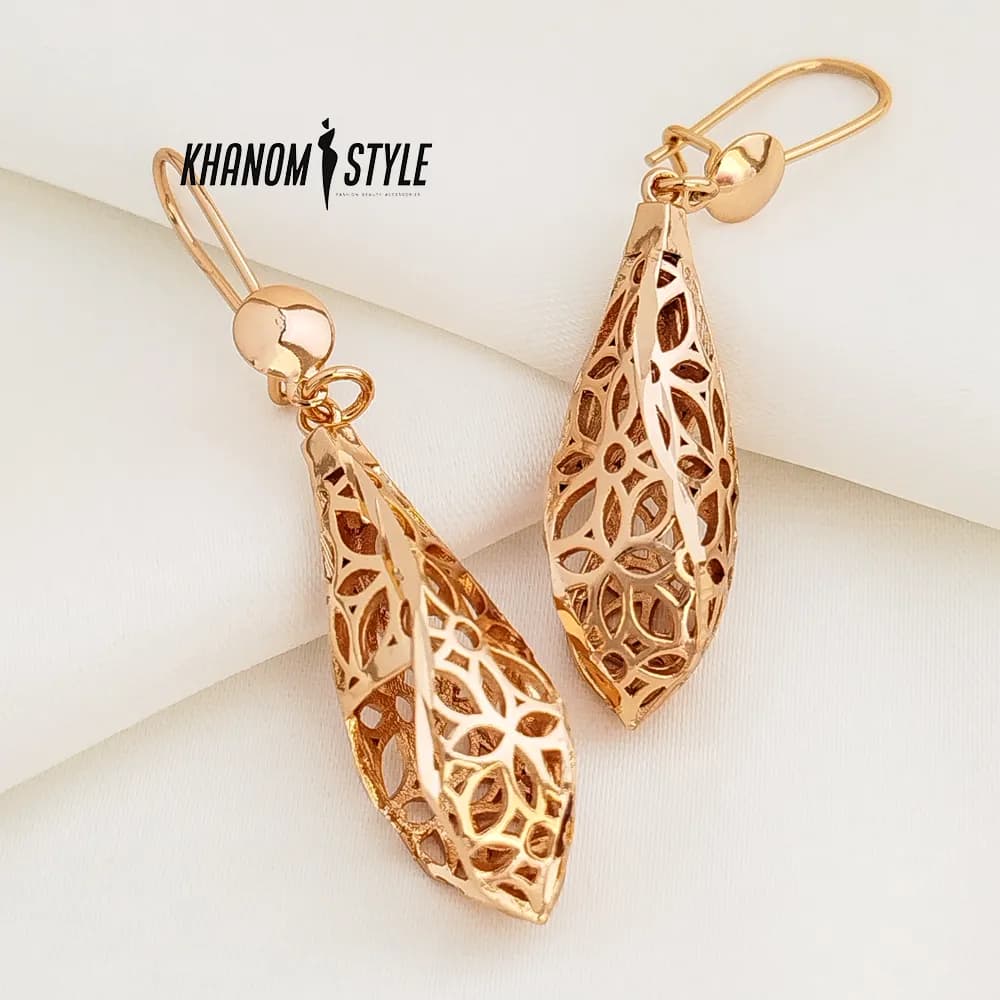 گوشواره آویز ژوپینگ طرح مشبک E6029