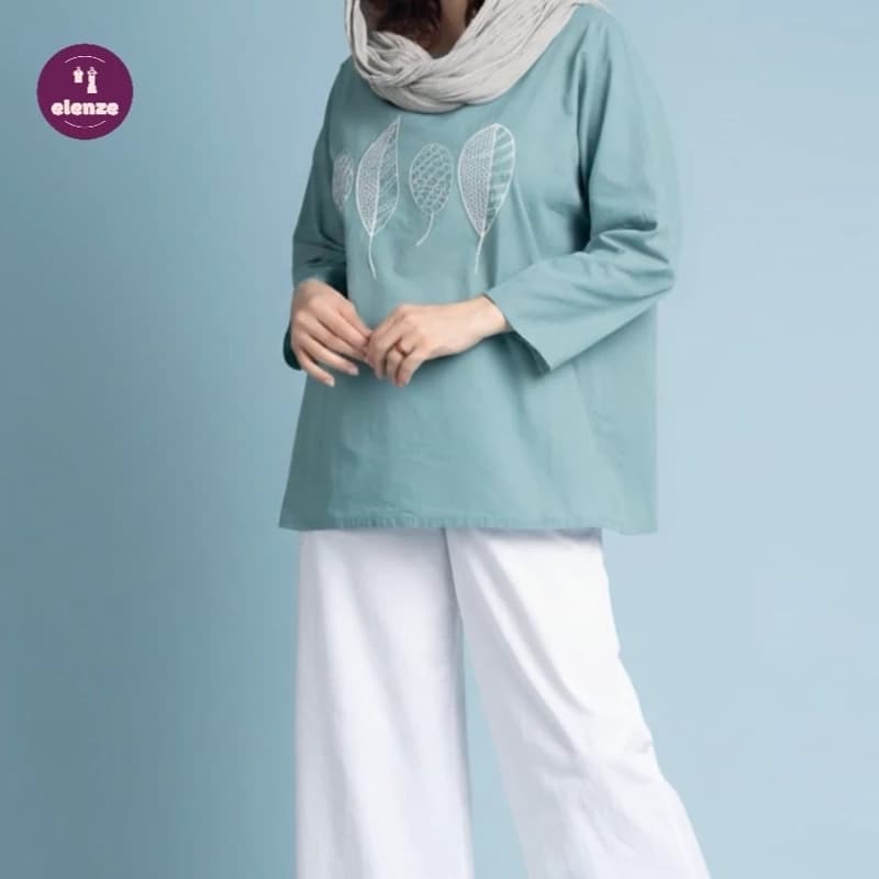 تونیک زنانه نخی گلدوزی قواره بزرگ مدل گلبرگ