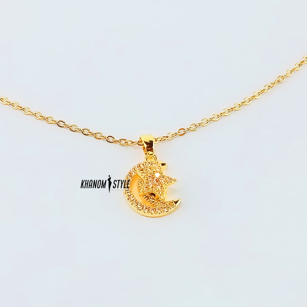 گردنبند زنانه طرح ماه و ستاره کد N203T5