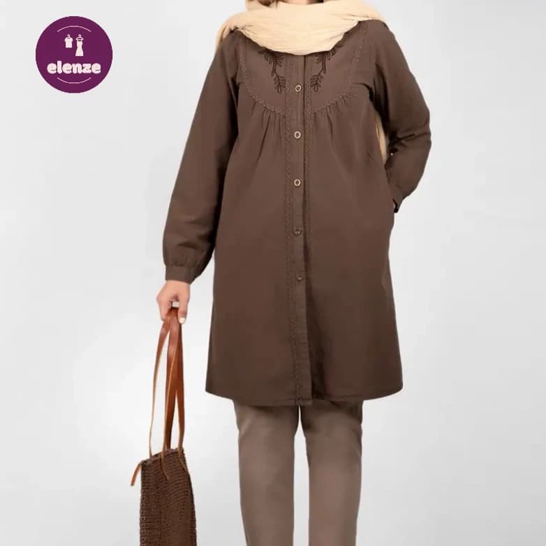 مانتو زنانه نخی الیاف طبیعی دانشجویی اداری آوان