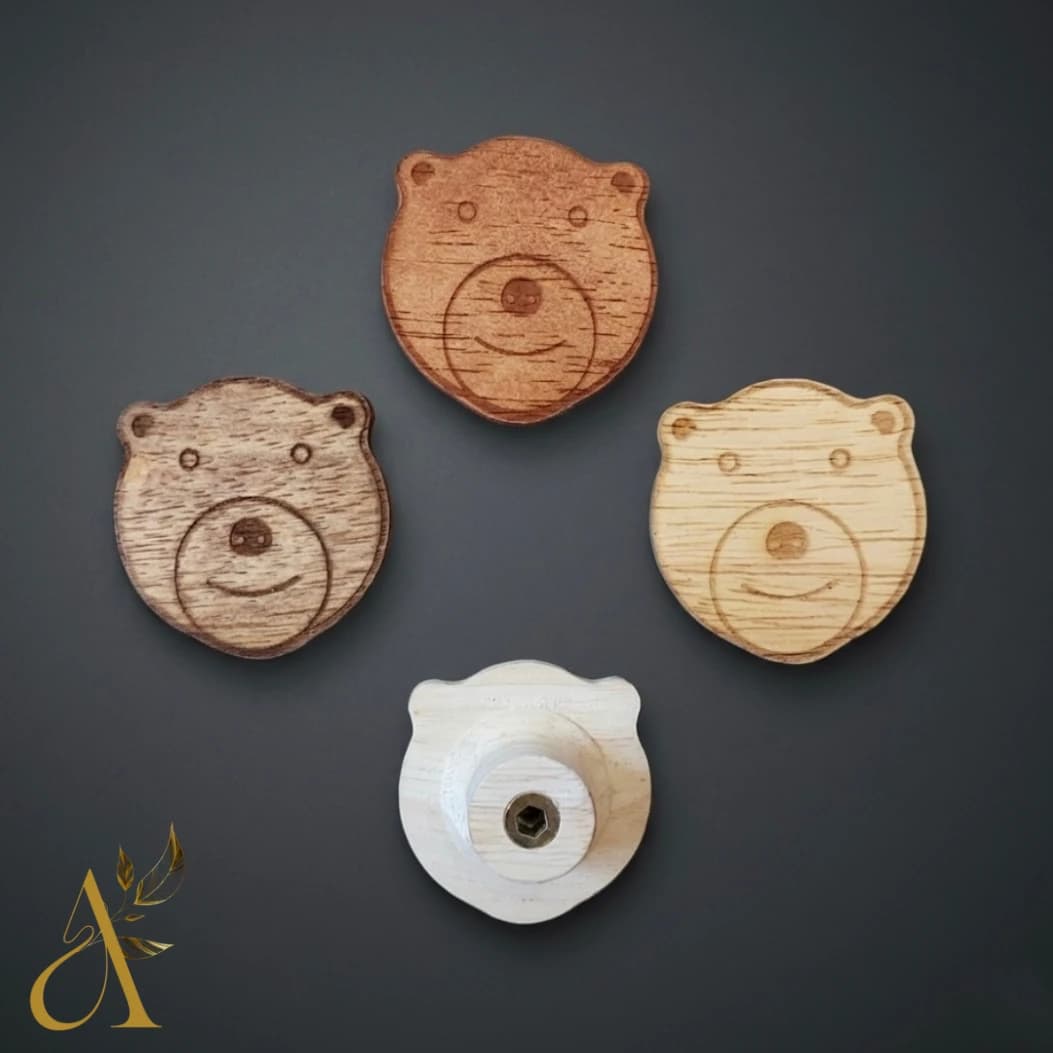 دستگیره چوبی خرسی کودک کد D152 | آراچوب — تصویر ۲