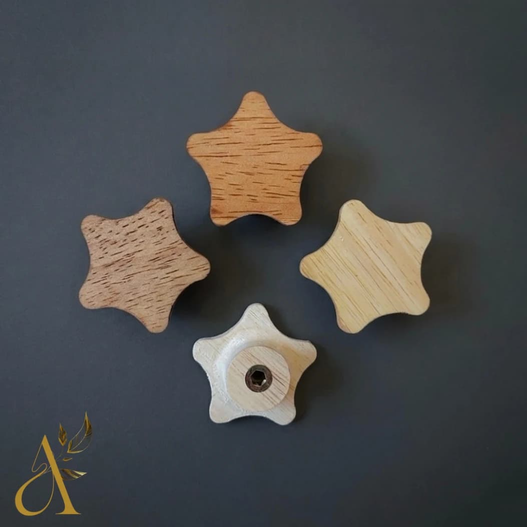 دستگیره چوبی ستاره کد D154 | دستگیره کودک چوبی برای کمد و سرویس خواب — تصویر ۲