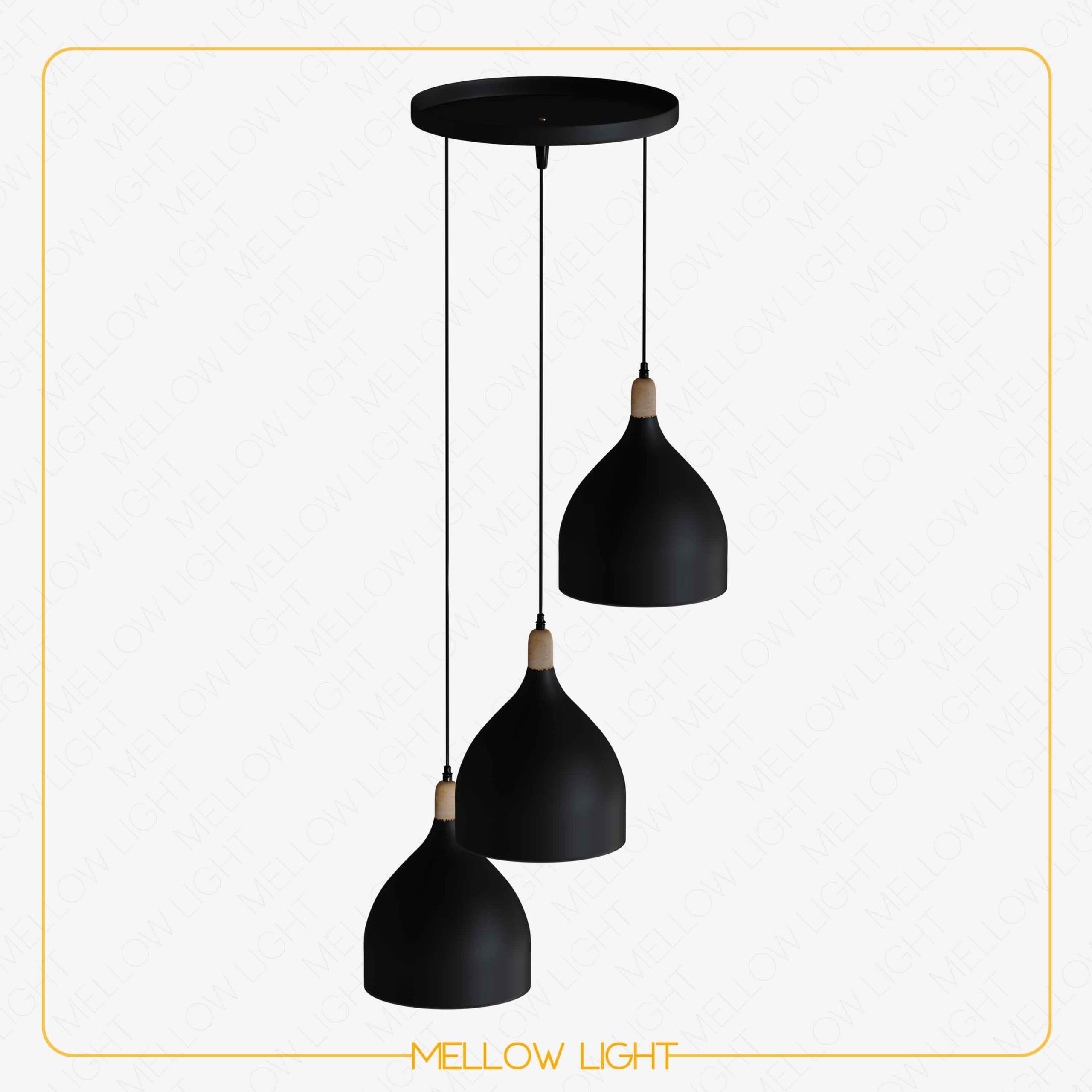 لوستر مدرن سه شاخه‌ گرد آنتیک — تصویر ۳