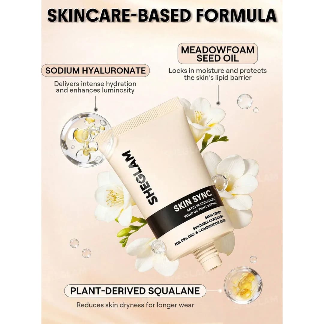 کرم پودر روزانه ساتین شیگلم Sheglam مدل Skin Sync Satin رنگ Nude حجم 30 گرمی — تصویر ۱۲