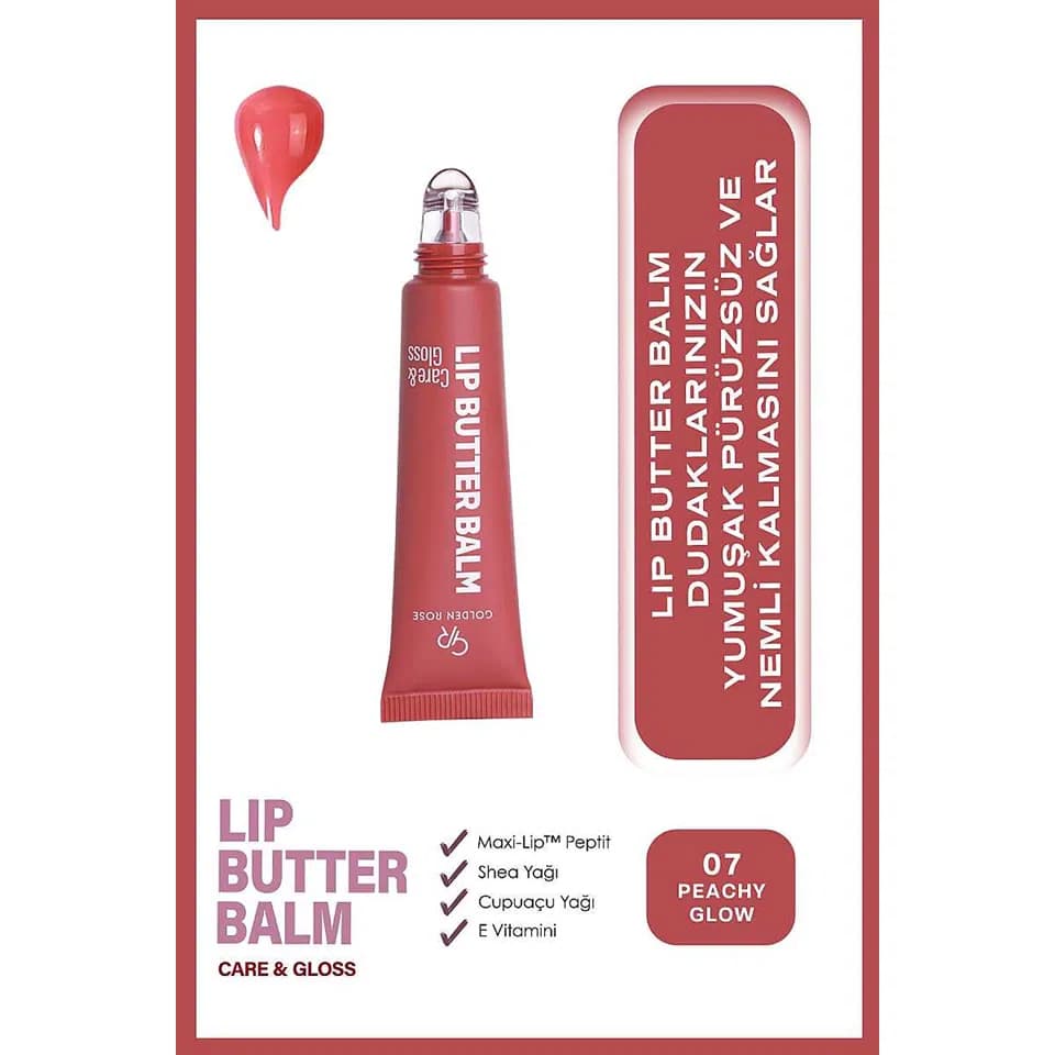 لیپ باتر بالم گلدن رز شماره 07 (هلو) GOLDEN ROSE LIP BUTTER BALM حجم 13.5 میلی لیتر — تصویر ۳