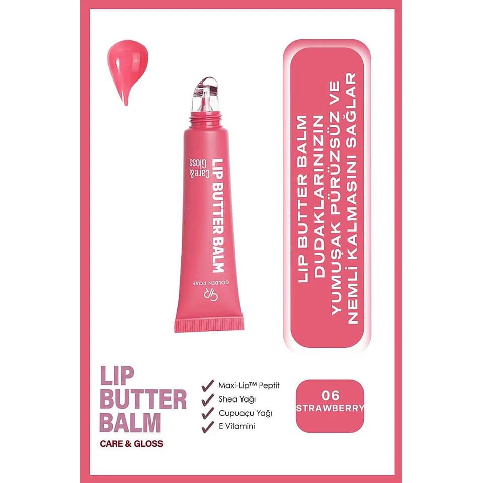 لیپ باتر بالم گلدن رز شماره 06 (توتفرنگی) GOLDEN ROSE LIP BUTTER BALM حجم 13.5 میلی لیتر — تصویر ۳