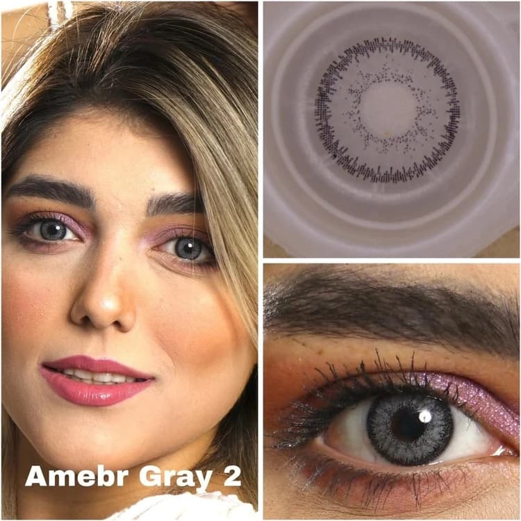 لنز رنگی چشم نیو ویژن پرو 6 ماهه طوسی کهربایی دور مشکی مدل Amber gray 2 — تصویر ۳