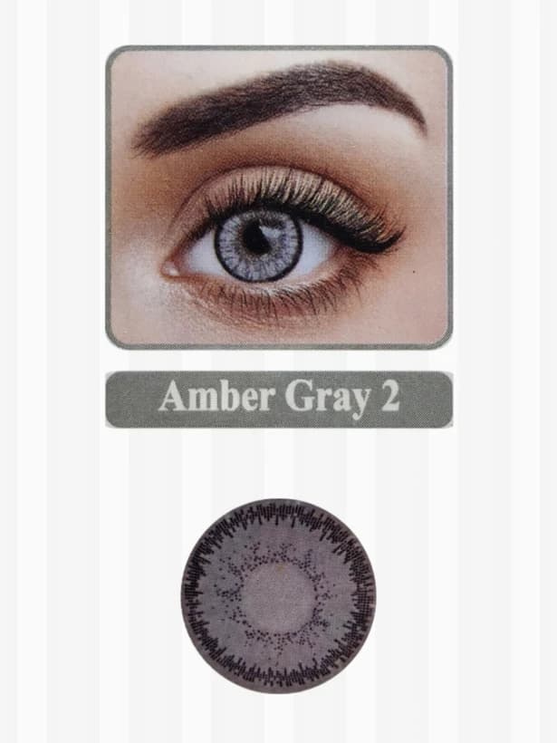 لنز رنگی چشم نیو ویژن پرو 6 ماهه طوسی کهربایی دور مشکی مدل Amber gray 2 — تصویر ۲