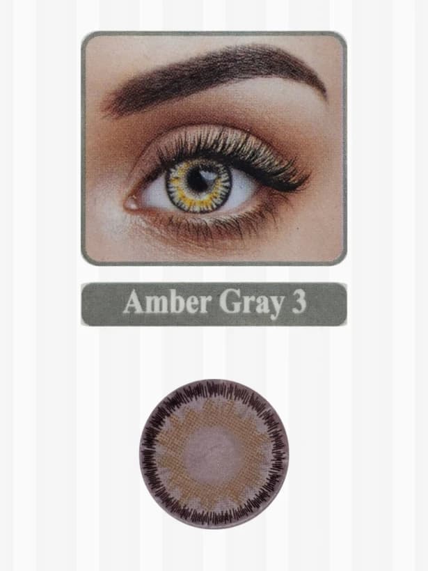 لنز رنگی چشم نیو ویژن پرو 6 ماهه طوسی عسلی روشن مدل Amber Gray 3 — تصویر ۲