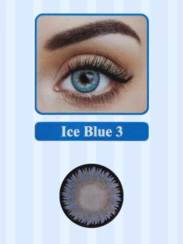 لنز رنگی چشم نیو ویژن پرو 6 ماهه آبی یخی با چاشنی عسلی مدل Ice blue 3 — تصویر ۲