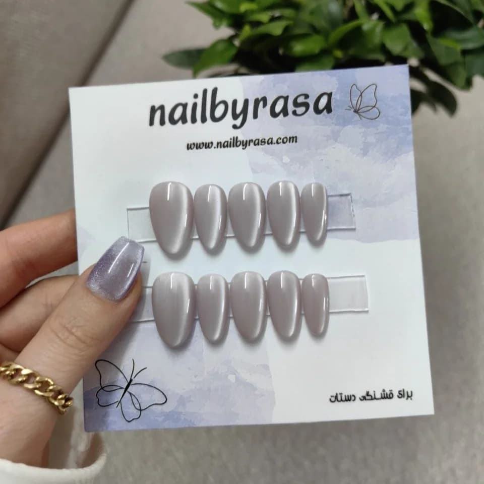 ناخن مصنوعی فرم بادامی رنگ آیس شیری طوسی راسا – RSN0475