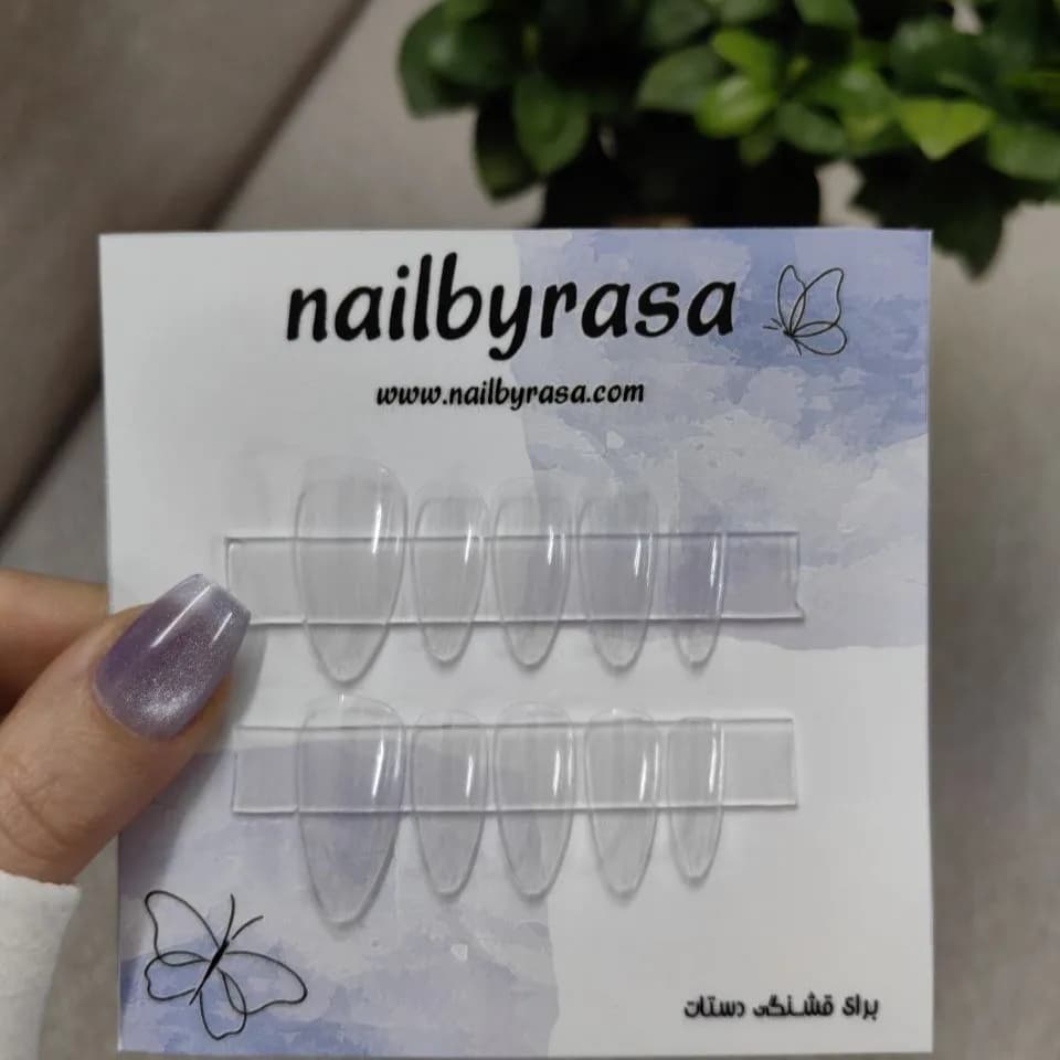 ناخن مصنوعی فرم بادومی شیشه ای بی رنگ راسا – RSN0470