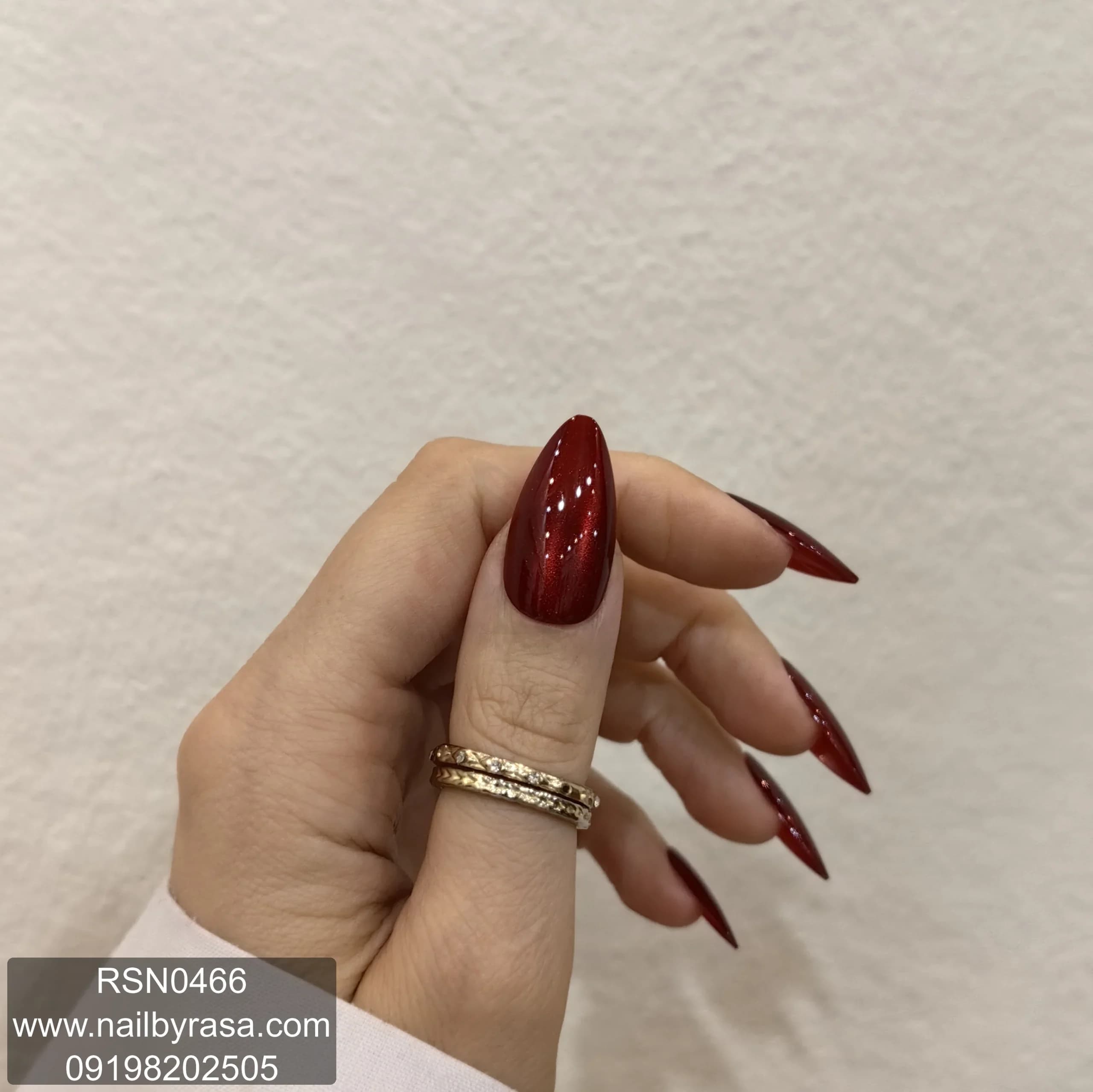 ناخن مصنوعی فرم بادامی رنگ قرمز متالیک براق راسا – RSN0466