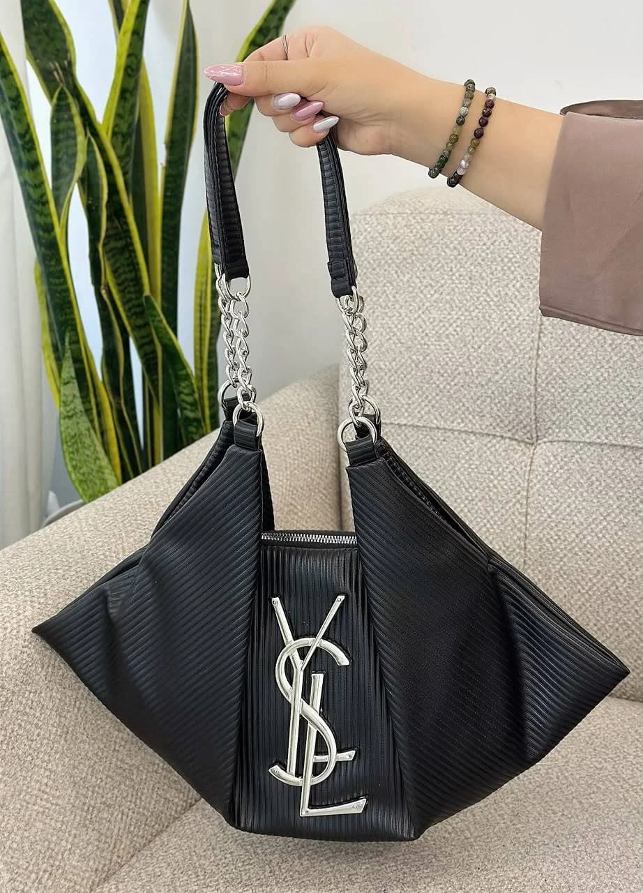 کیف دوشی زنانه زنجیردار طرح YSL مشکی — تصویر ۲