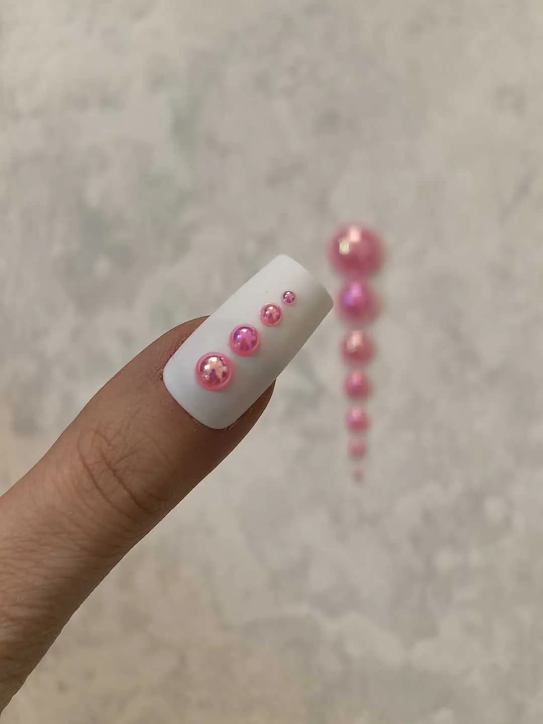 استیکر برجسته ناخن راسا طرح نگین صورتی بسته 7 عددی — تصویر ۸