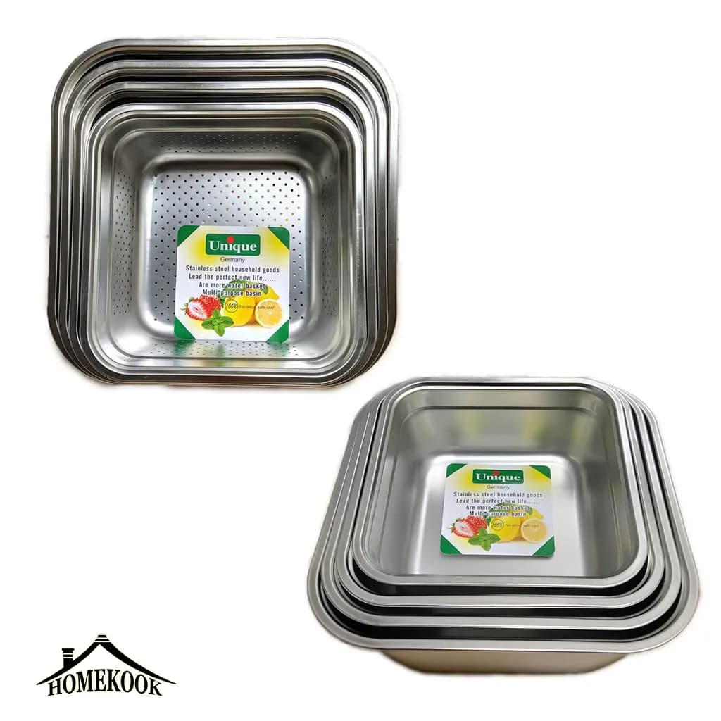 ست آبکش لگن استیل 4 پارچه (جمعاً 8 پارچه)