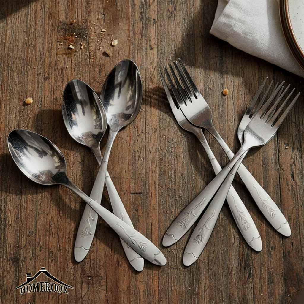قاشق چنگال طرح گل میخک دم دستی — تصویر ۲