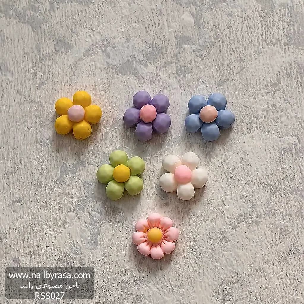 استیکر برجسته ناخن راسا طرح گل رنگی سیلیکونی مات