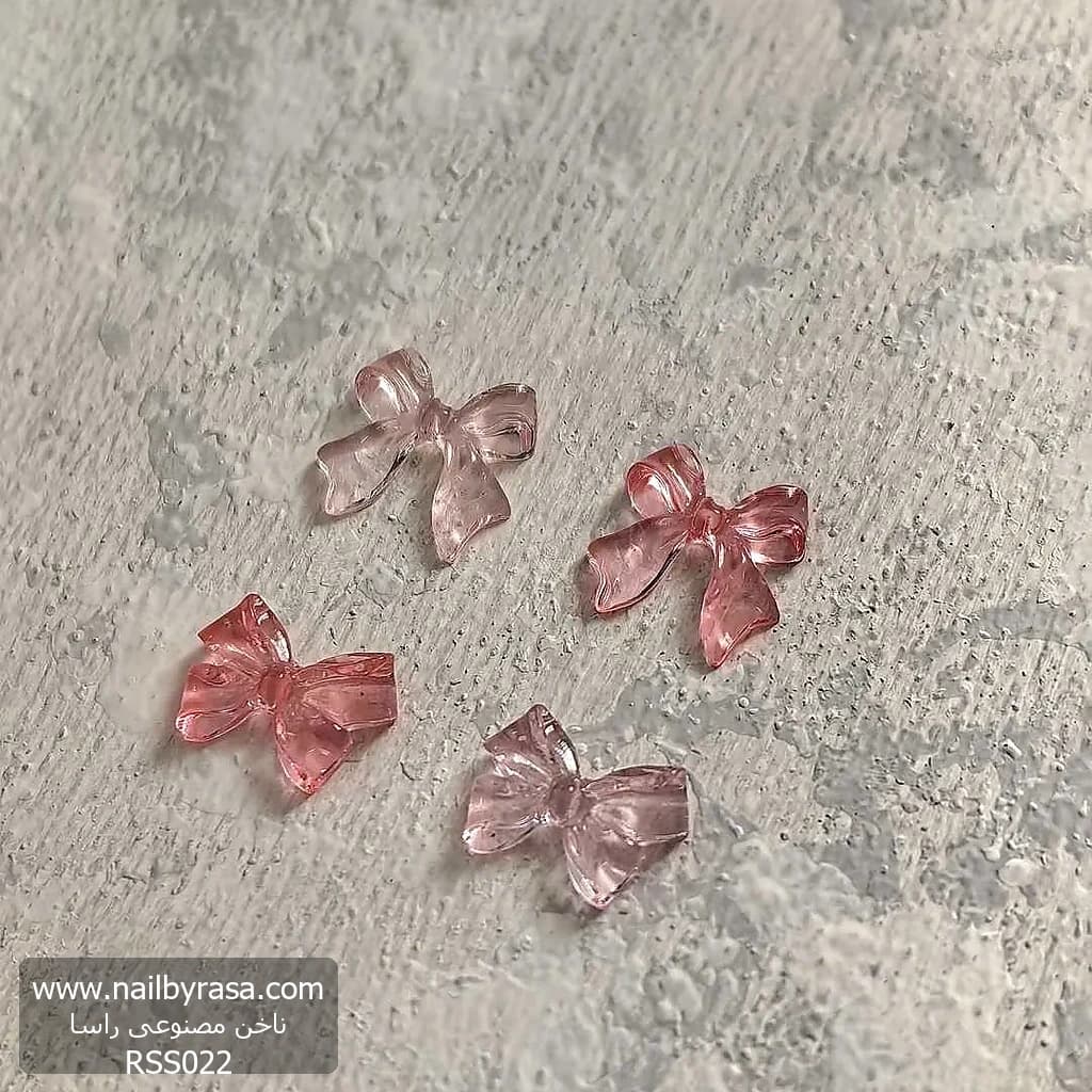 استیکر برجسته ناخن راسا طرح پاپیون صورتی شفاف رزینی