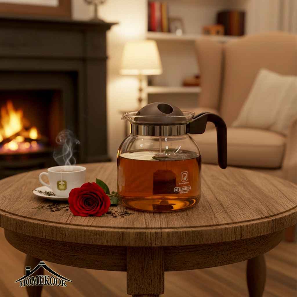 قوری شیشه ای دسته بغل تیمکس 1 لیتری — تصویر ۵