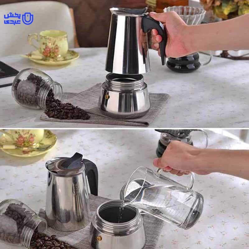 قهوه جوش استیل 6 کاپ — تصویر ۷