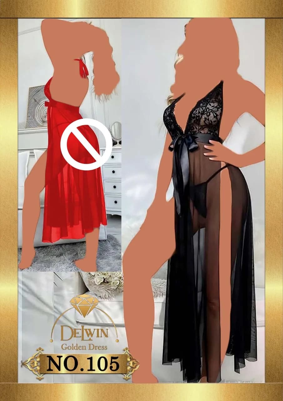 لباس خواب زنانه توری بلند Delwin کد 105 — تصویر ۲