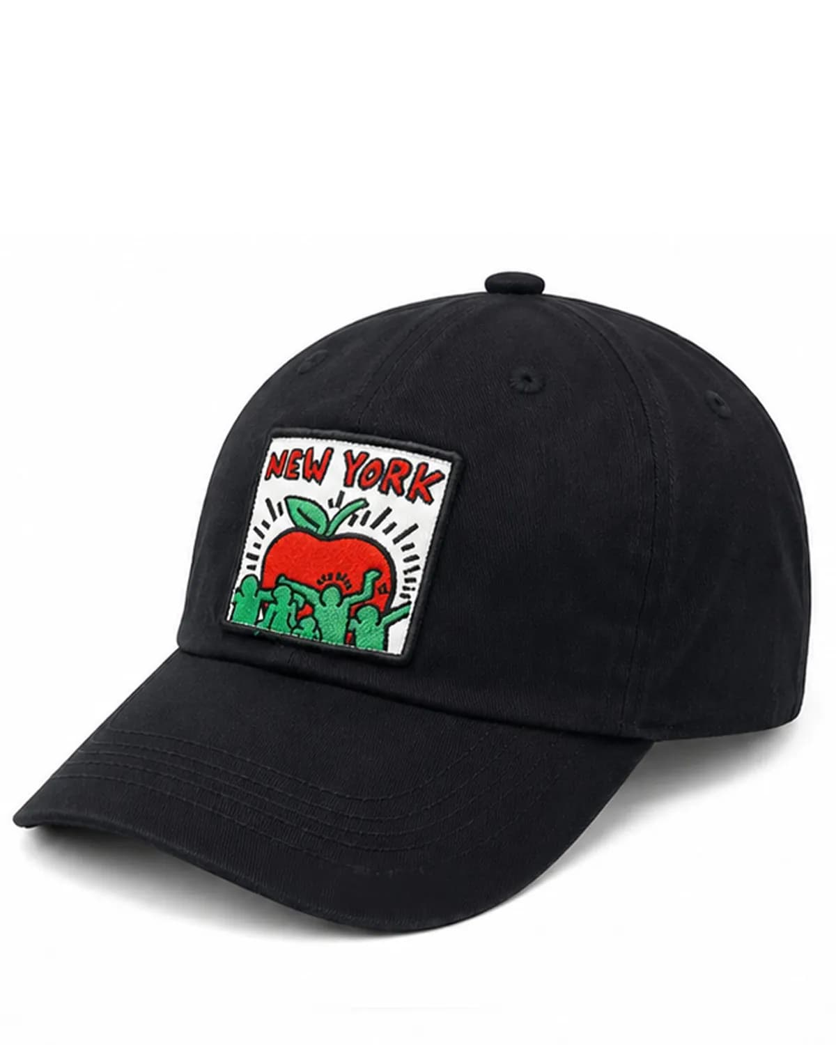 کلاه کپ مشکی کیت هرینگ (Keith Haring) طرح سیب نیویورک — تصویر ۲