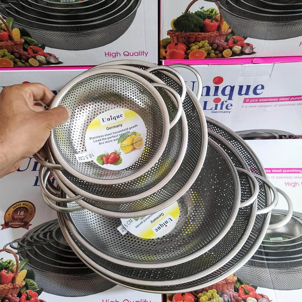 آبکش 6 پارچه استیل پانچ Unique — تصویر ۳