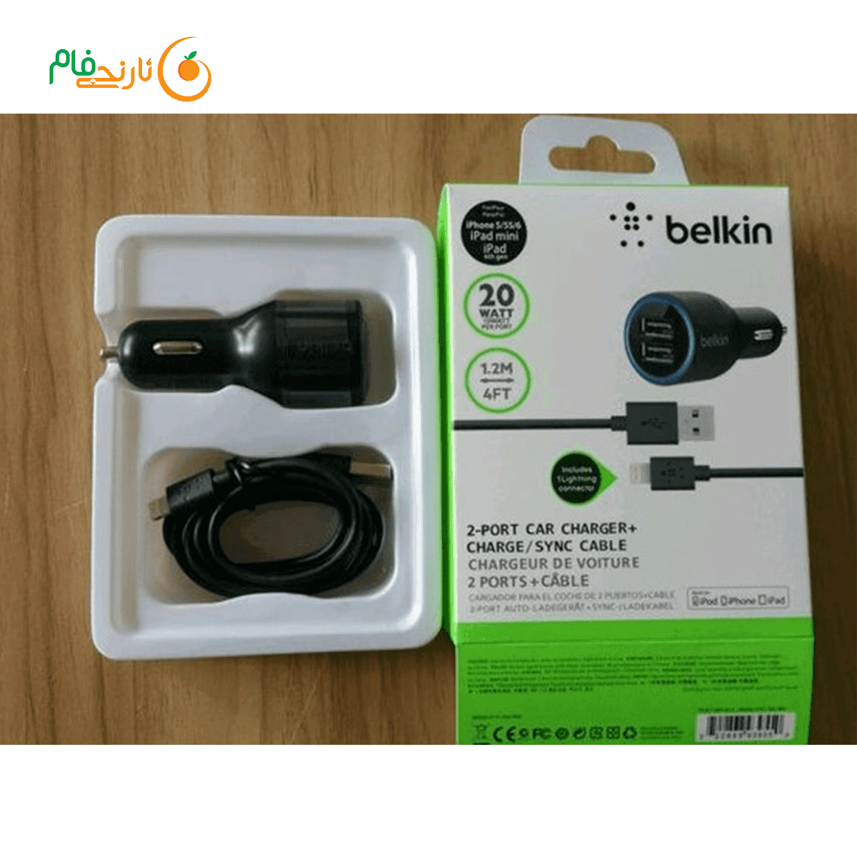 شارژر فندکی بلکین 20 وات مدل Sync Cable — تصویر ۲
