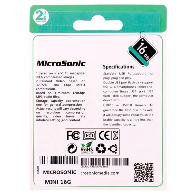 فلش مموری میکروسونیک ظرفیت 16 گیگابایت مدل Drive Mini — تصویر ۳