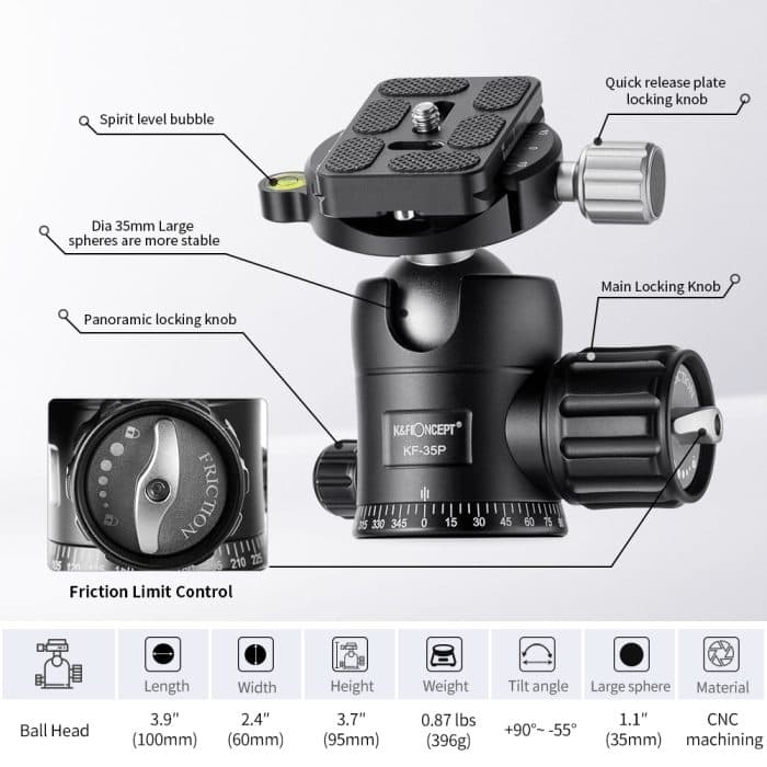 سه پایه دوربین K&FCONCEPT Model KF09.102 — تصویر ۱۰